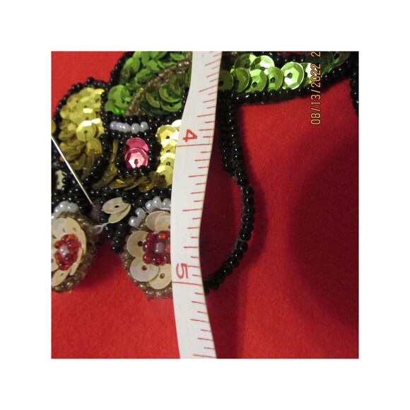 Vintage Mickey Mouse Applique Roller Skates sequence green purple beaded eyes - Picture 5 of 5